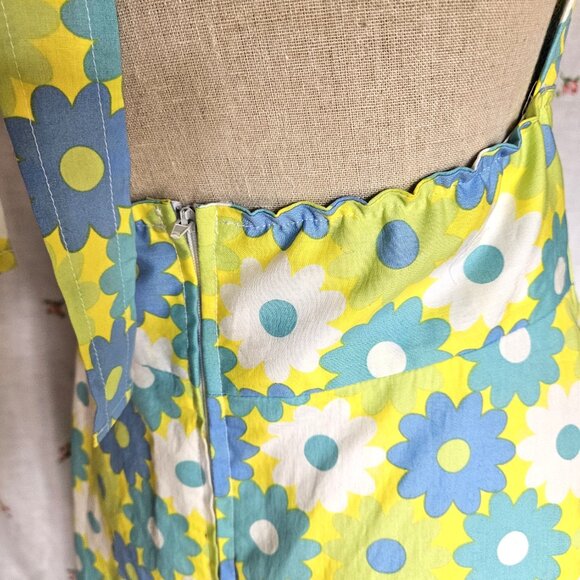 Size S Cotton Floral Halter Dress Yellow - Picture 9 of 9